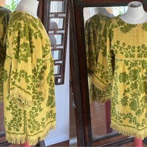 S O L D 1960s Vintage HandMade Sculpted Towel Caftan Coverup Dress Midi Kaftan